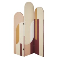 MADEANA - Kamerscherm in roze, beige en aubergine bedrukte stof