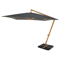 CAMBERRA - Kantelbare parasol van aluminium en antracietgrijze stof met voet 3x3