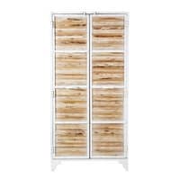 Kast van wit metaal en gerecycled hout Kast van wit metaal en gerecycled hout