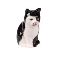 Katze aus Dolomit, schwarz und weiß H7 Katze aus Dolomit, schwarz und weiß H7