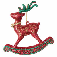 TRADITION - Set van 6 - Kersthanger schommelpaard met pailletten