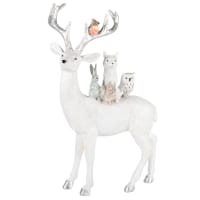 Kerstversiering met witte bosdieren en hert