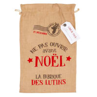 Kerstzak van jute met print