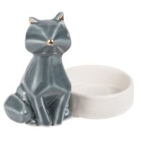 Kerzenhalter Katze aus blauem Porzellan Kerzenhalter Katze aus blauem Porzellan