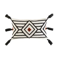 BACALA - Kissen aus Baumwolle, ecrufarben mit schwarzen grafischen Motiven, 30x50cm