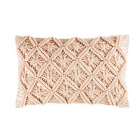Kissen aus Baumwolle mit Makramee, rosa, 30x50 Kissen aus Baumwolle mit Makramee, rosa, 30x50