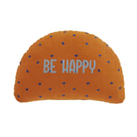 BE HAPPY - Kissen aus Baumwolle, orange und blau, bedruckt, 36x25cm