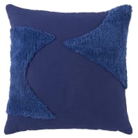 Kissen Marilyne Maisons du Monde X Sakina M’Sa aus Baumwolle in Blau, 45x45cm