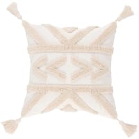 SAPANCA - Kissenbezug mit getufteten Motiven, ecru und beige, 40x40cm