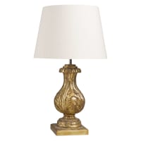 AURORE - Klassische verzierte Lampe, goldfarben gealtert, mit weißem Baumwolle