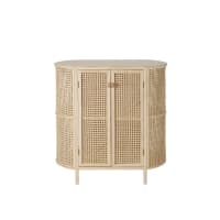 GAMBAGNI - Klein opbergmeubel van gevlochten rotan met 2 deuren