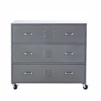 Kommode auf Rollen aus Metall grau L 95 cm Kommode auf Rollen aus Metall grau L 95 cm