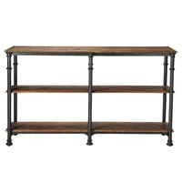 Konsolentisch aus Metall und massivem Recyclingholz, B 160 cm, schwarz Fontainebleau Konsolentisch aus Metall und massivem Recyclingholz, B 160 cm, schwarz Fontainebleau