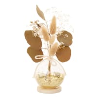 Kugelvase aus Glas mit Blumenstrauß, H20cm