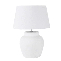 BARNES - Lamp van mat wit keramiek met witte lampenkap