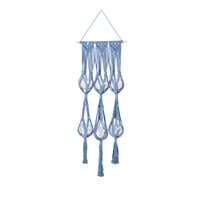 Lampada a sospensione in macramè indaco con 6 faretti in vetro Lampada a sospensione in macramè indaco con 6 faretti in vetro