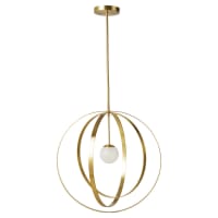 SATURNE - Lampada a sospensione in metallo dorato e globo in vetro sabbiato