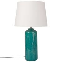 Lampada in ceramica blu con paralume bianco Lampada in ceramica blu con paralume bianco