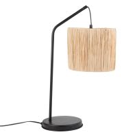Lampada in metallo nero con paralume in fibra vegetale Lampada in metallo nero con paralume in fibra vegetale