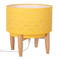 Lampada in pino con paralume giallo Lampada in pino con paralume giallo