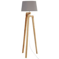 Lampadaire trépied en frêne et abat-jour gris clair H150 Lampadaire trépied en frêne et abat-jour gris clair H150