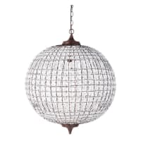 FINON - Lampadario sferico in metallo ruggine con pendenti