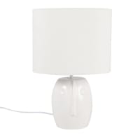 WAJA - Lámpara de cerámica con pantalla de algodón blanco