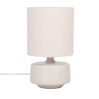 JUNHA - Lámpara de cerámica gris con pantalla de algodón color crudo