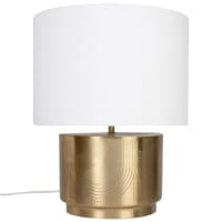 CORDOUE - Lámpara de metal dorado con pantalla de algodón blanco