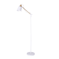 PIXIE - Lámpara de pie ajustable de metal blanco y madera de caucho, Alt. 149