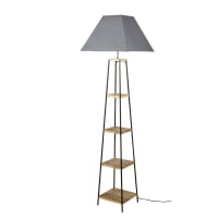 JORIS - Lámpara de pie con estantería de ziziphus con pantalla gris Alt.172