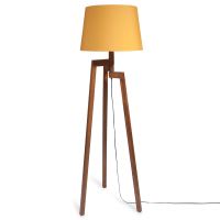Lámpara de pie con trípode de hevea con pantalla amarillo mostaza Alt. 150 Lámpara de pie con trípode de hevea con pantalla amarillo mostaza Alt. 150