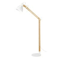 Lámpara de pie de madera y metal blanco Al. 175 cm VASSILI Lámpara de pie de madera y metal blanco Al. 175 cm VASSILI