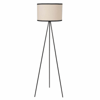 CESPEDES - Lámpara de pie trípode de metal negro con pantalla de algodón beige Alt. 144
