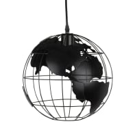 Lámpara de techo globo terráqueo de metal negro calado