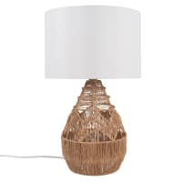 MELLILA - Lámpara de yute marrón con pantalla de algodón color crudo
