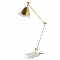 Lampe articulée en métal doré et marbre blanc Lampe articulée en métal doré et marbre blanc