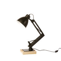 Lampe articulée en métal noir et manguier Lampe articulée en métal noir et manguier