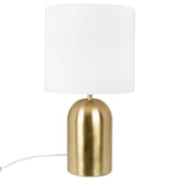 ZENEA - Lampe aus goldfarbenem Metall mit Lampenschirm aus weißer Baumwolle