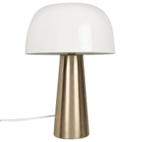 ZISA - Lampe aus goldfarbenem Metall mit weißem Lampenschirm