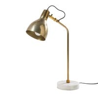 Lampe aus goldfarbenem Metall und weißem Marmor Lampe aus goldfarbenem Metall und weißem Marmor