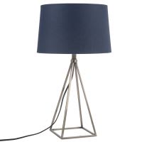 Lampe aus Metall mit blauem Lampenschirm Lampe aus Metall mit blauem Lampenschirm