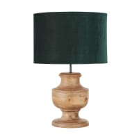 Lampe en bois de manguier et abat-jour en velours noir H64