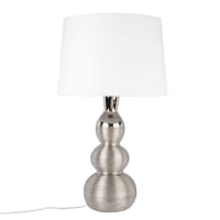 SYLVERE - Lampe en céramique argentée et abat-jour écru