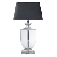 MIRANO - Lampe en cristal et abat-jour en coton noire H 65 cm