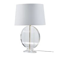 ILOA - Lampe en cristal, métal doré et abat-jour blanc