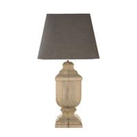 Lampe en manguier et abat-jour beige Lampe en manguier et abat-jour beige