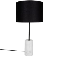 RIGALETTA - Lampe en marbre blanc et abat-jour en coton noir