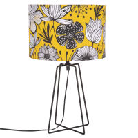 Lampe en métal noir et abat-jour imprimé floral Lampe en métal noir et abat-jour imprimé floral