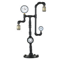 Lampe im Industriestil aus Metall, schwarz und goldfarben Lampe im Industriestil aus Metall, schwarz und goldfarben
